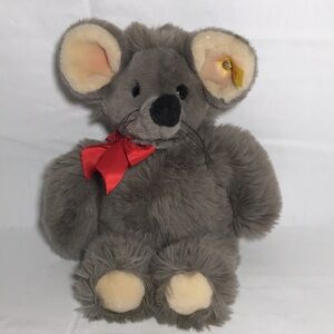 Steiff Plush Grey Mouse Poppy Made in Germany 12” Tall #123467
